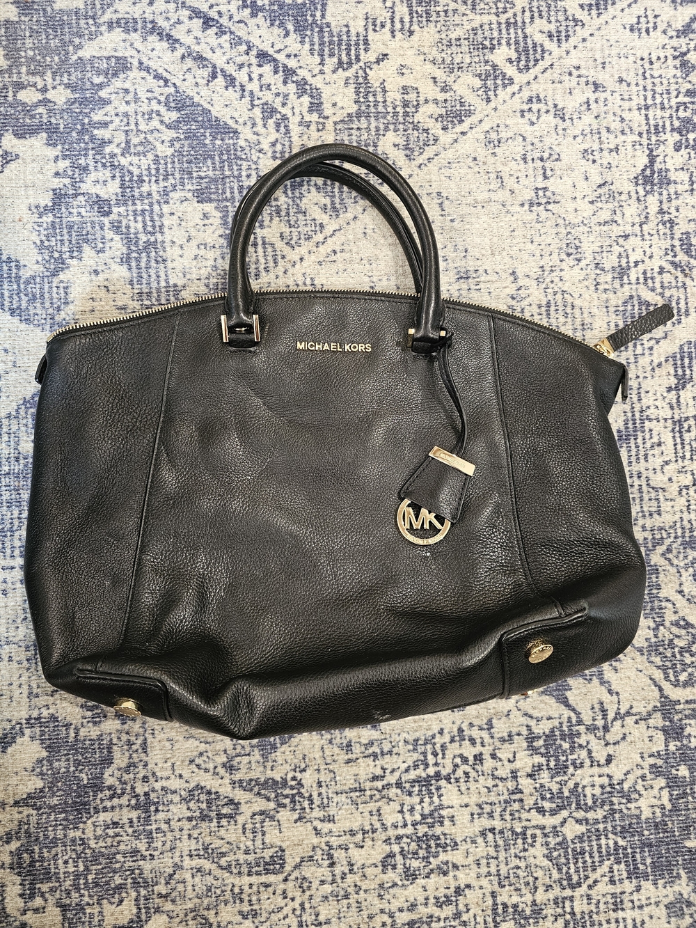 Michael Kors Black Leather Satchel Handbag